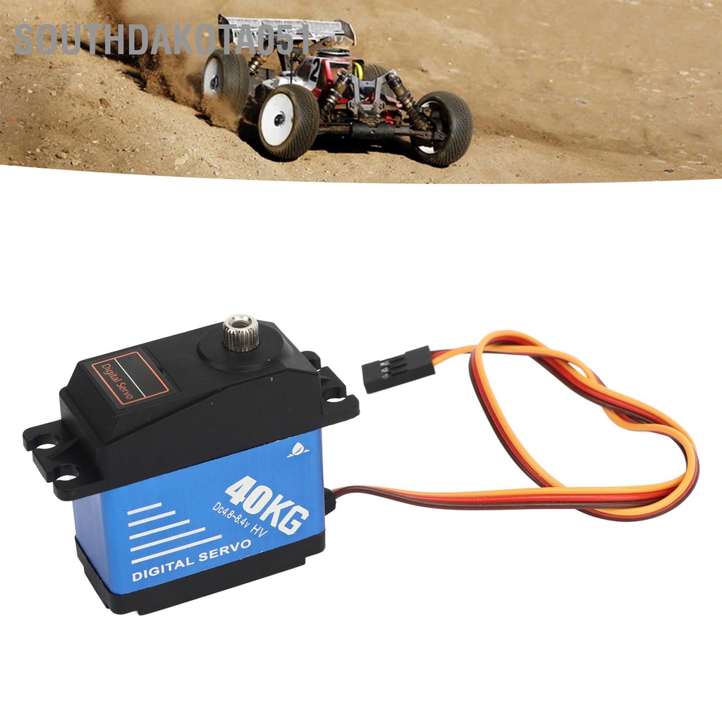 Southdakota051 2 Chiếc 40Kg RC Servo Gear Lái Mô-men Xoắn Cao Kim Loại Chống Nước Với Cánh Tay 25T Cho 1/10 1/8 Xe Màu Xanh