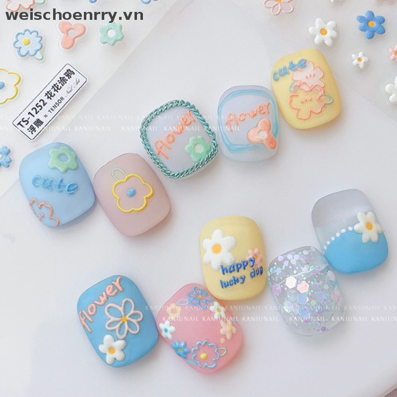 Sticker Hoa Hướng Dương 3D Dán Trang Trí Móng Tay