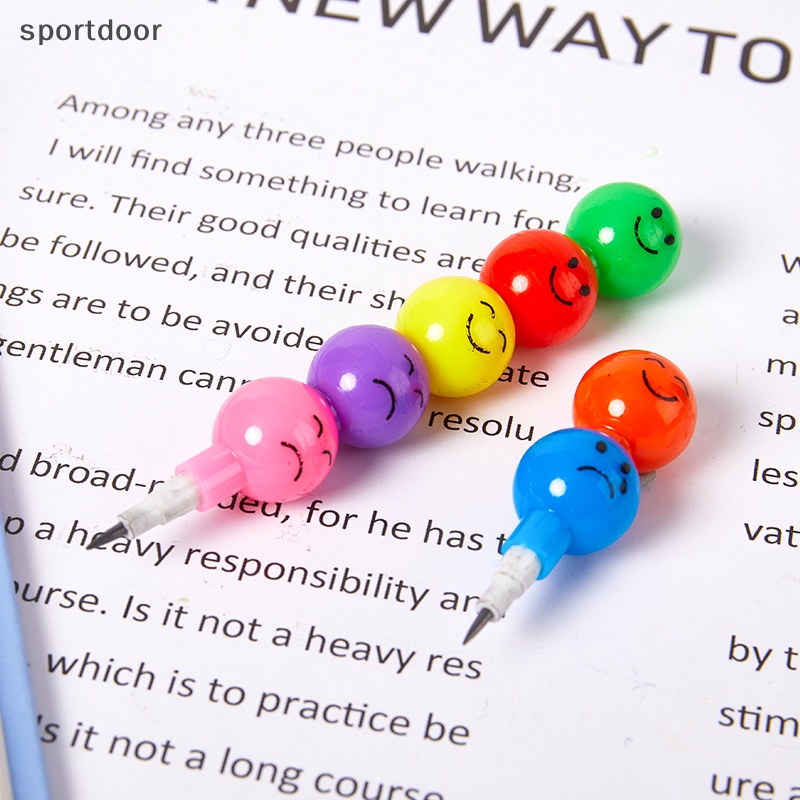 Set 2 Bút Chì Họa Tiết Mặt Cười Hoạt Hình Nhiều Màu Sắc Dành Cho Trẻ Em