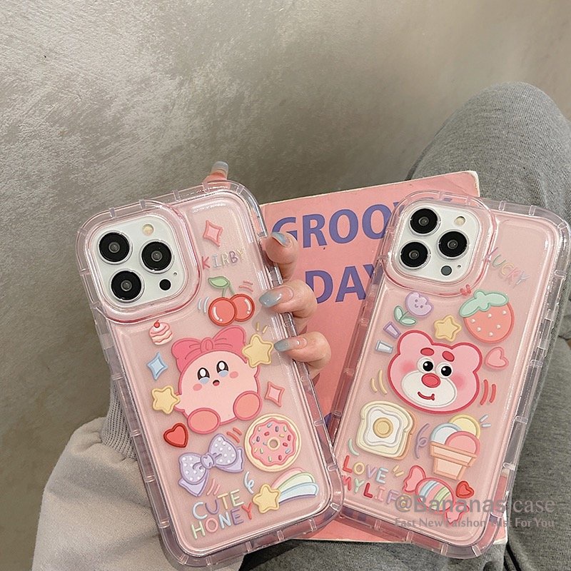 Ốp Điện Thoại Dẻo Trong Suốt Họa Tiết Gấu &amp; Dâu Tây Cho iPhone 14 Plus 14 13 12 11 Pro Max X Xr Xs Max 7 8 Plus SE2020