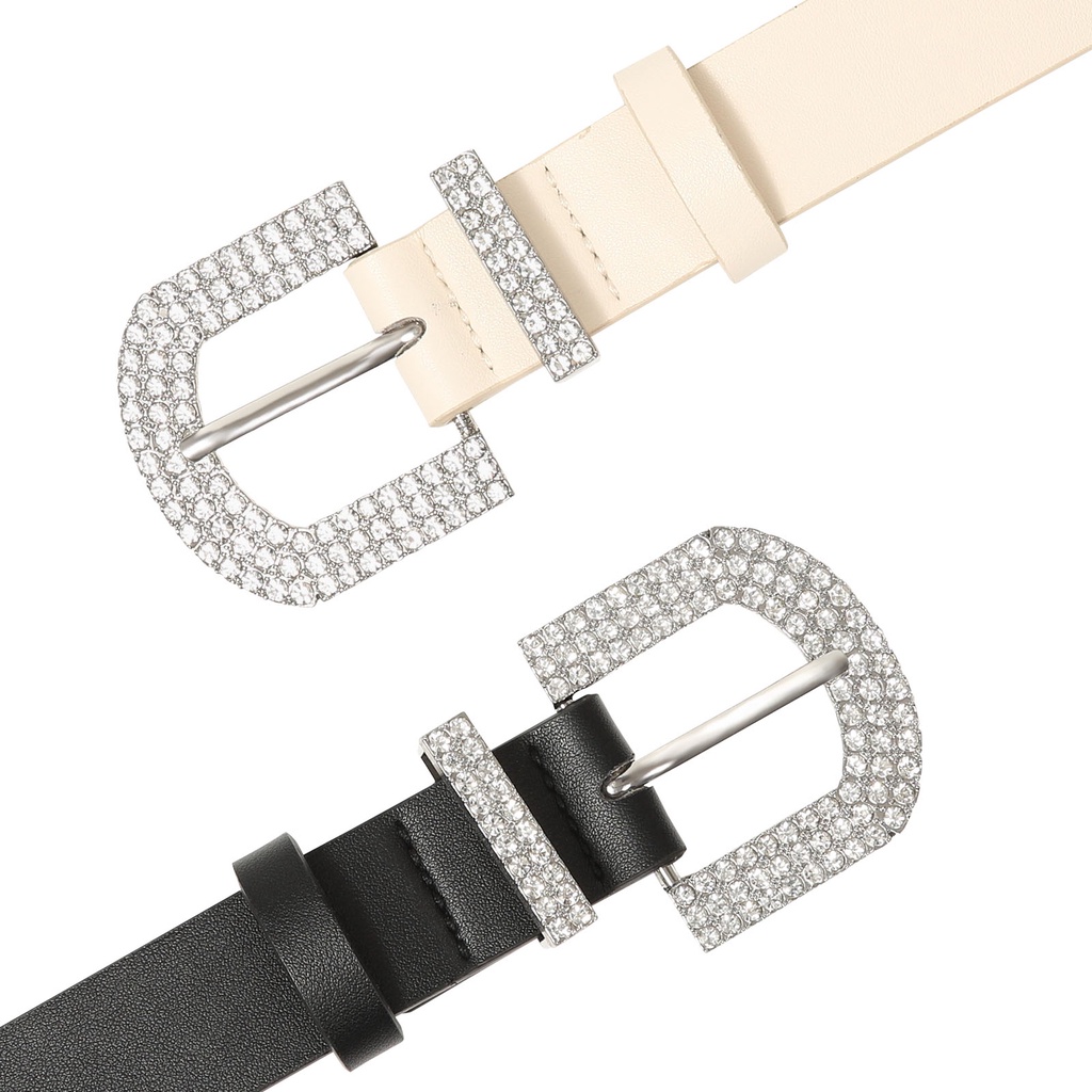 Haimeikang Thắt Lưng Khóa Vuông Chữ D Đính Đá Thời Trang Cho Nữ