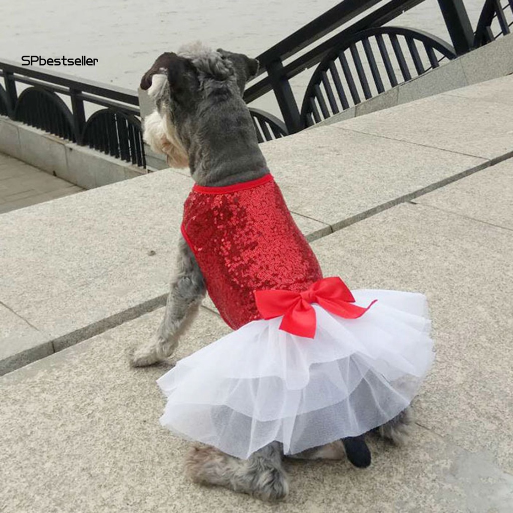 Đầm Thắt Nơ Vải Lấp Lánh Tinh Tế Thời Trang Mùa Hè Cho Cún Cưng SPbestsellkr