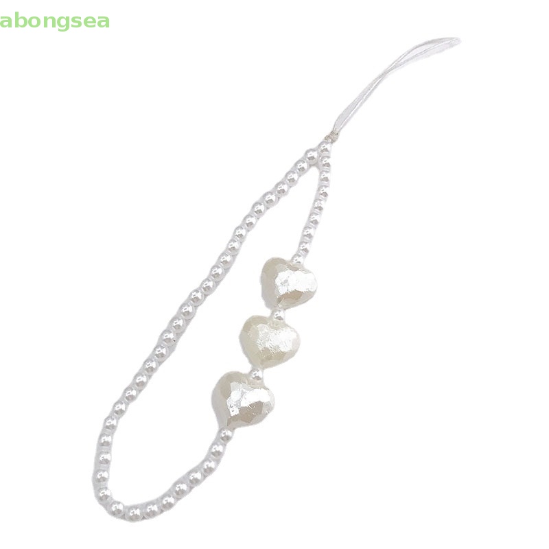 Abongsea Vòng Tay Chuỗi Hạt Nhựa Hình Trái Tim Đính Ngọc Trai Dễ Thương Chống Thất Lạc