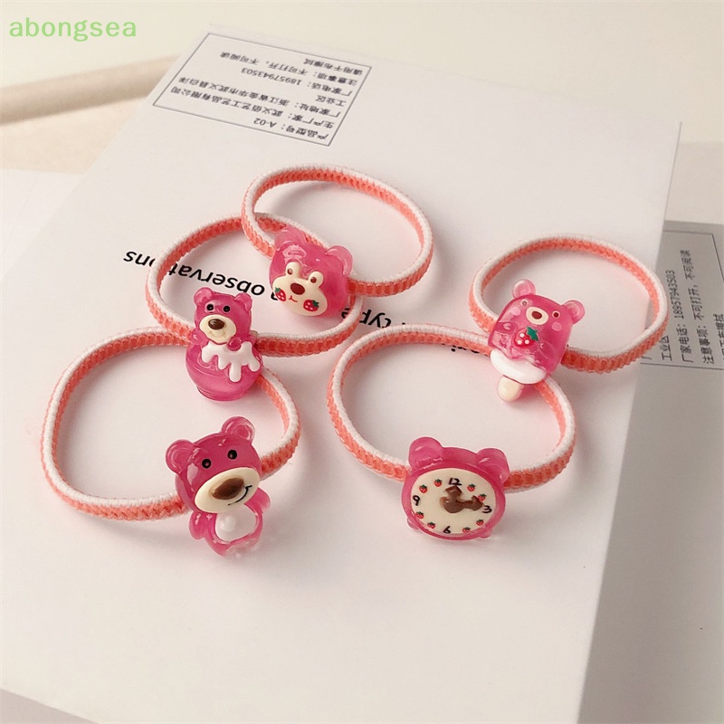 1 Dây Cột Tóc Cao Su Co Giãn Hình Gấu Dâu Tây Xinh Xắn Cho Bé Gái