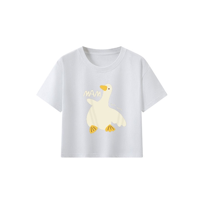 Áo thun NRVP 100% cotton tay ngắn cổ tròn in họa tiết phong cách Hàn Quốc cho nữ