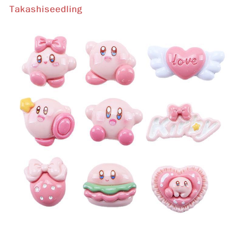 (Takashiseedling) Set 5 Kẹp Tóc Hình Ngôi Sao Hoạt Hình Màu Hồng Bóng Bằng Nhựa Resin Keo Làm Đồ Trang Sức Thủ Công DIY