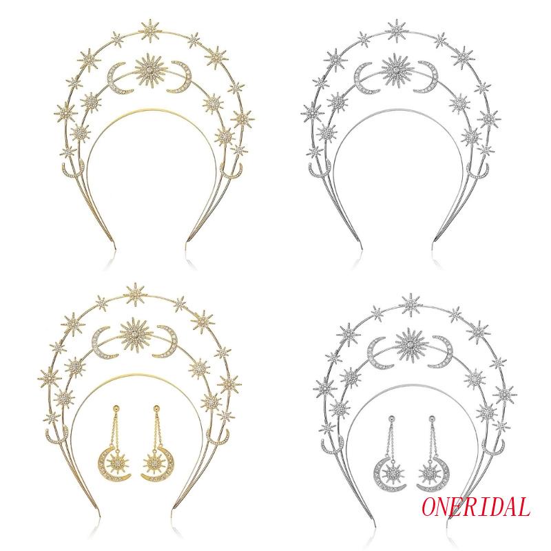 Băng Đô / Bông Tai Hình Vương Miện Đính Đá Xinh Xắn Dành Cho Nữ