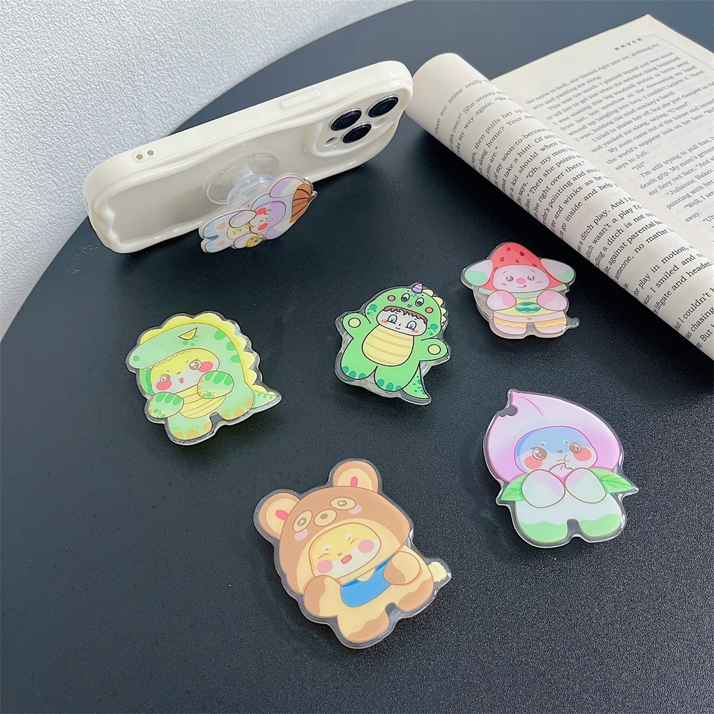 Ốp Điện Thoại Họa Tiết Hoạt Hình Có Túi Khí Và Dây Đeo Ngón Tay Cho iphone