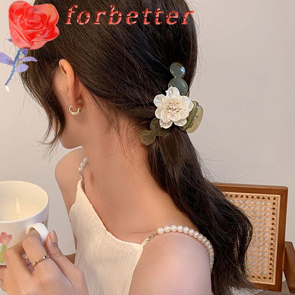 Kẹp Tóc Hình Cá Mập Đính Hoa Trà Lớn Thời Trang Hàn Quốc Cho Nữ