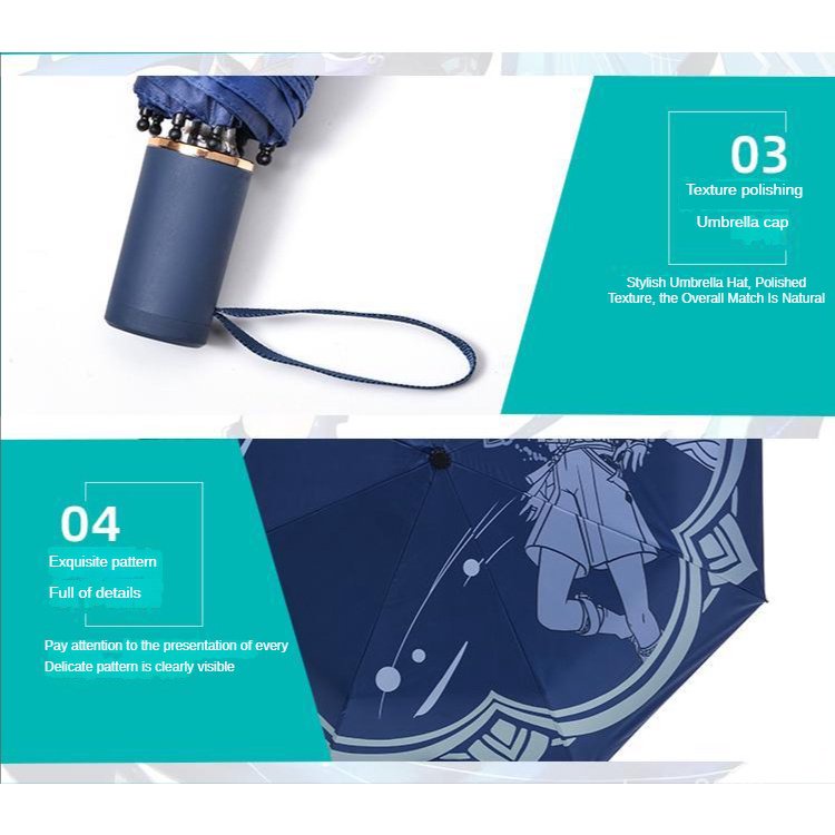 ★Genshin Impact★Dù Vinyl Chống Nắng Tự Động 10-Bone In Họa Tiết Hoạt Hình