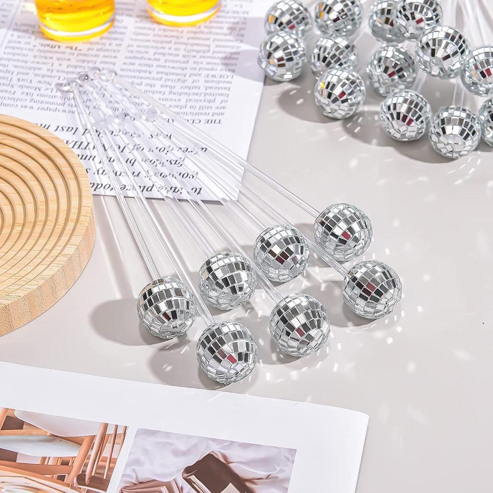 Set 10 Cây Khuấy Cocktail Bằng Nhựa Tráng Gương Độc Đáo Trang Trí Nhà Cửa