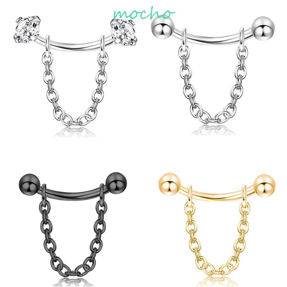 Khuyên Xỏ Môi Bằng Thép Không Gỉ Phối Chuỗi Xích Thời Trang Dự Tiệc Cho Nữ