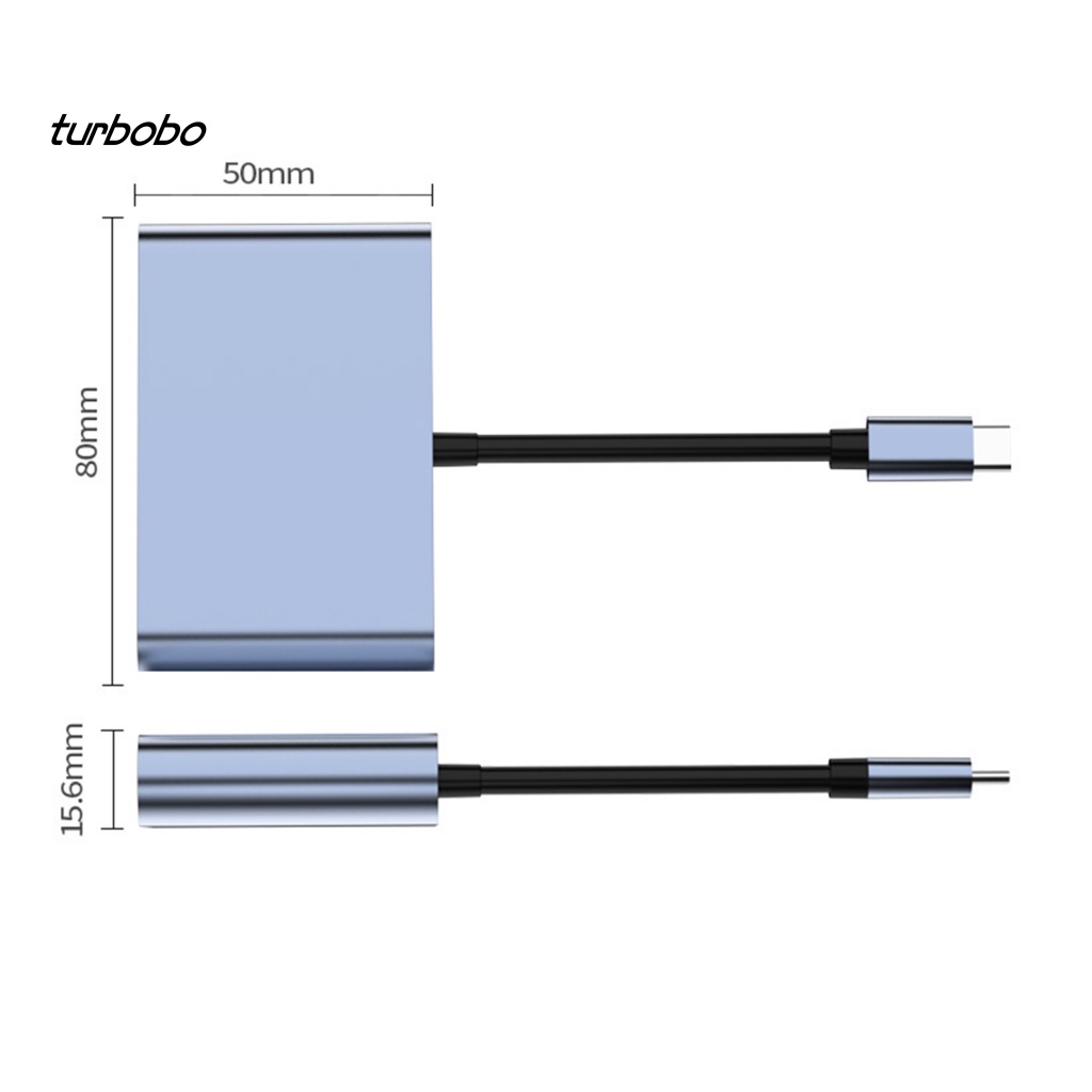 Turbobo Bộ Chia Cổng USB Type-C HDMI 3.5mm USB3.0 4K Bằng Hợp Kim Nhôm Chất Lượng Cao