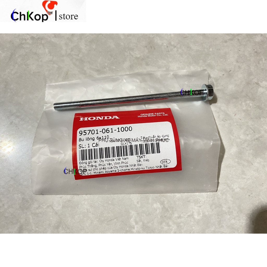 Chính Hãng| 957010611000 Bu lông 6x110 xuyên đầu bò nắp cam