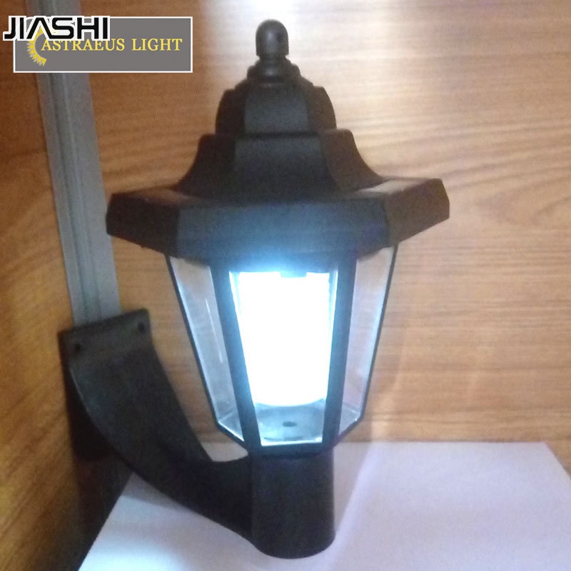 JIASHI Đèn tường hình lục giác bằng nhựa năng lượng mặt trời Đèn tường ngoài trời sân vườn LED Đèn đường phố nhỏ Đèn tường