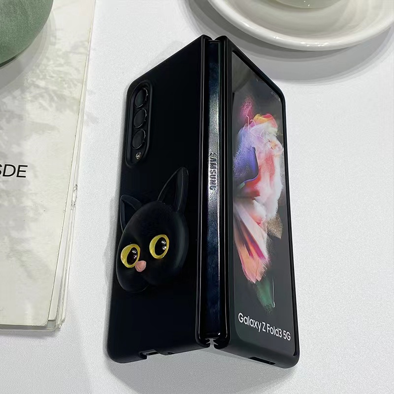 Thời Trang Ốp Điện Thoại Cứng Mặt Nhám In Hình Mèo Hoạt Hình Dễ Thương Cho samsung galaxy z fold 5 4 3 fold5 fold4 5g