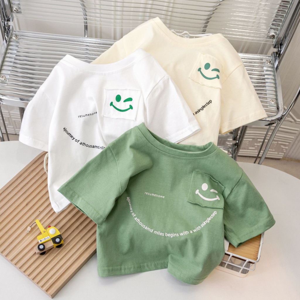 MNGRL Áo Thun Tay Ngắn Cotton Thoải Mái Cổ Tròn In Hoạt Hình Mùa Hè Cho Bé Trai Bé Gái