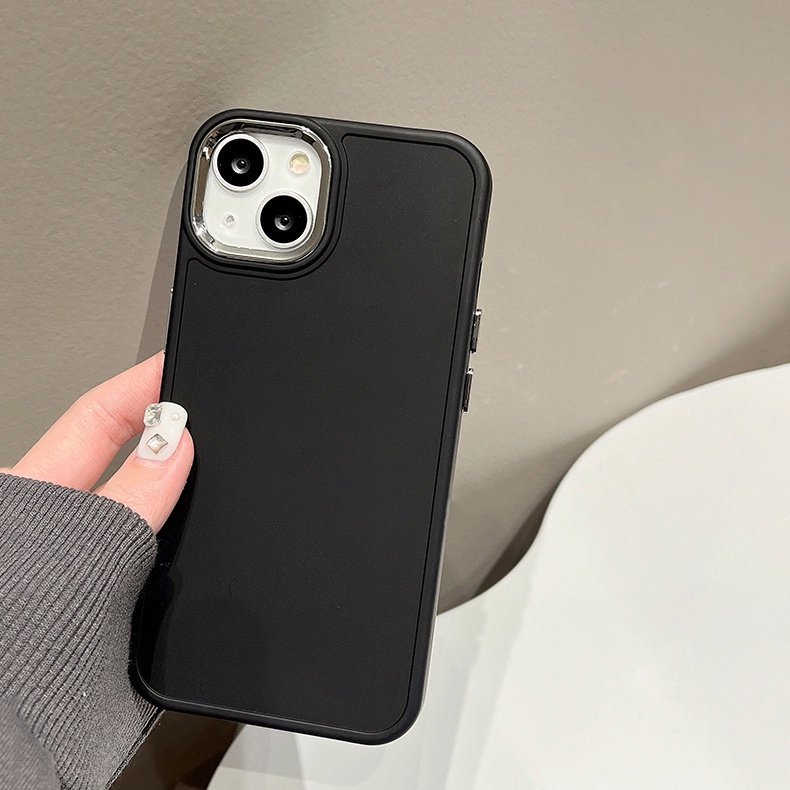 Ốp Điện Thoại Silicone Mềm Mạ Điện Màu Trơn Có Vòng Bảo Vệ Ống Kính Cho iPhone 14 Plus 13 12 11 Pro Max XS XR X
