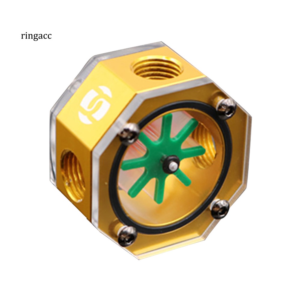 Rga Octagon Máy Làm Mát Nước Làm Mát Bằng Nhôm PC Dạng Lỏng Có Đồng Hồ Đo Lưu Lượng