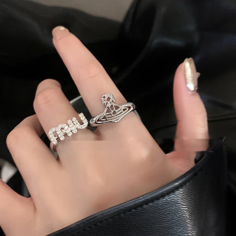 Nhẫn Đính Đá zircon Khắc Chữ M Phong Cách Hàn Quốc Sang Trọng Cho Nữ