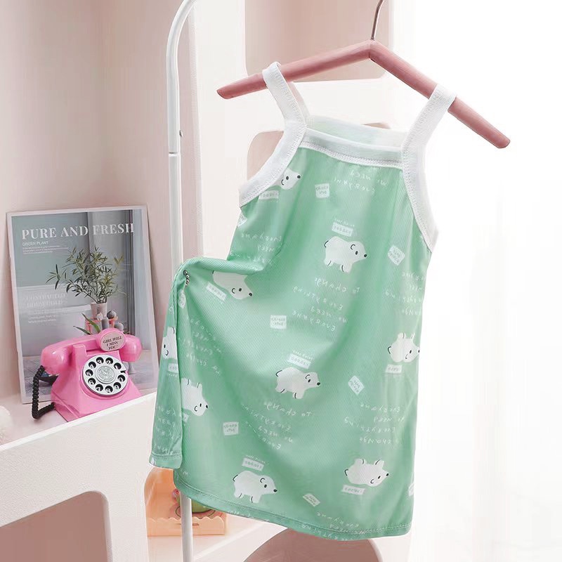 Hàng Mới Về Đầm Công Chúa Hai Dây Bằng Lụa Lạnh Họa Tiết Hoa Thời Trang Mùa Hè Kích Thước 80-150CM Dành Cho Bé Gái