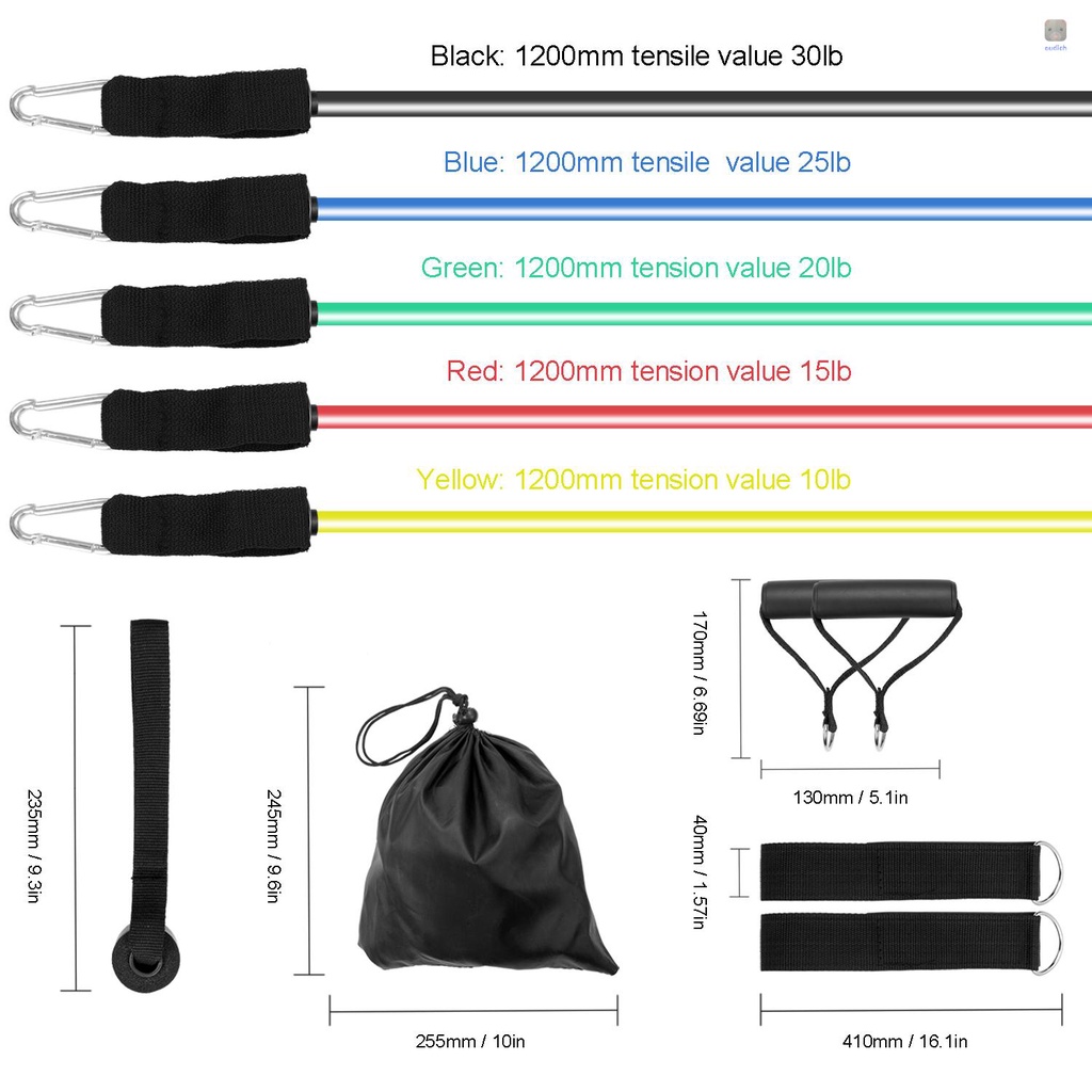 Set 11 Dây Đai Kháng Lực Tập Cơ Bắp Đa Năng