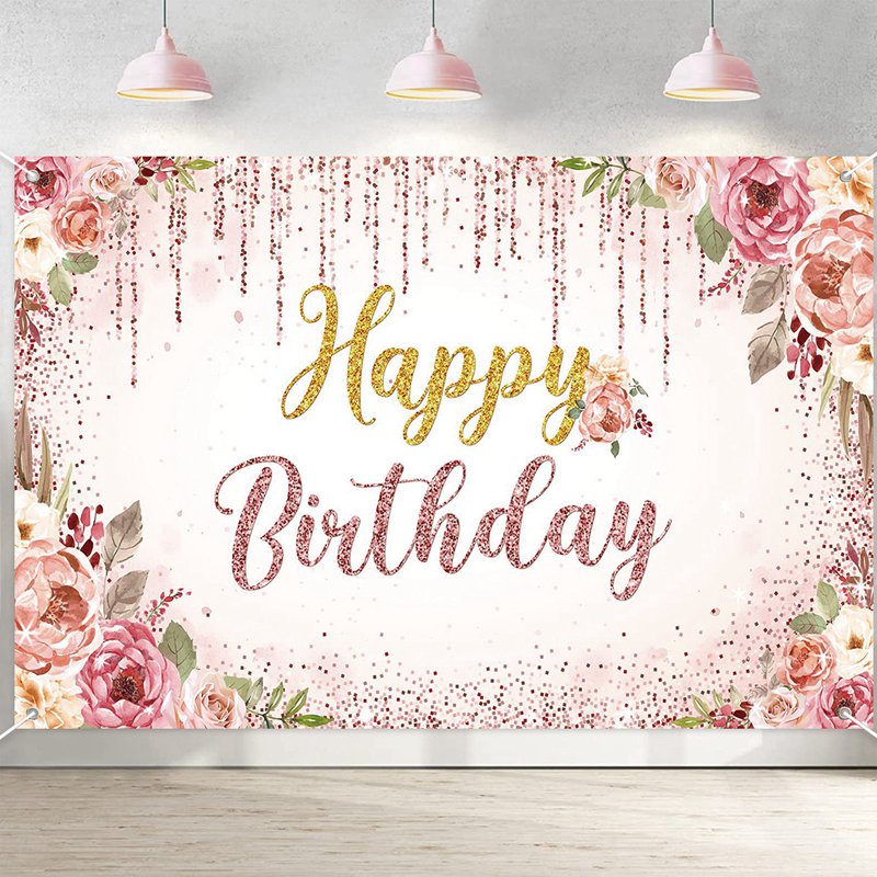 Dây Banner Hoa Hồng 1 * 1.5M Chúc Mừng Sinh Nhật Lần Thứ 20 Trang Trí Sinh Nhật 30