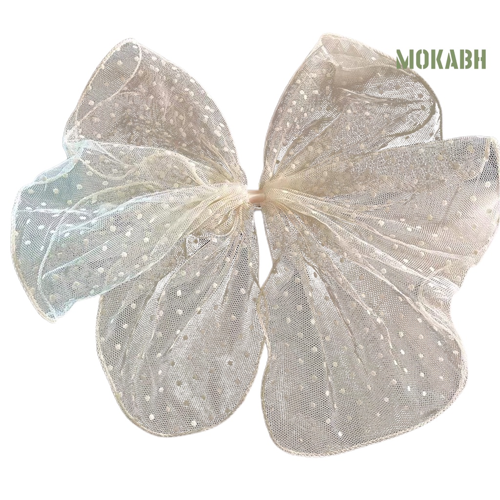 Kẹp Tóc Nơ Họa Tiết Chấm Bi Co Giãn Tốt Phong Cách Hàn Quốc Cho Nữ