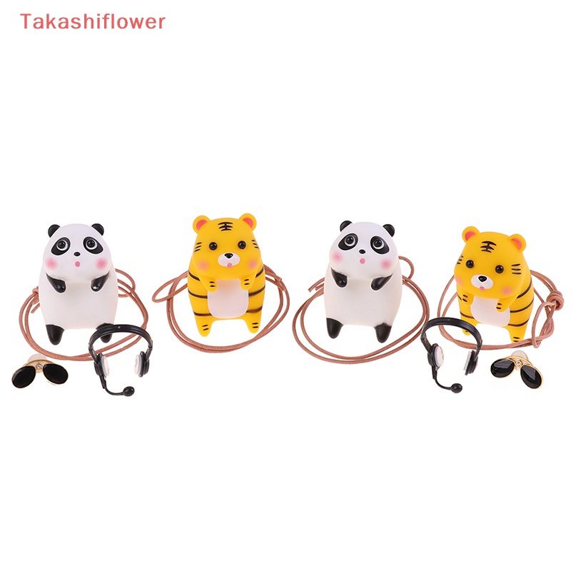 (Takashiflower) Dây Treo Trang Trí Nội Thất Xe Hơi Hình Hổ / Gấu Trúc Đeo Kính