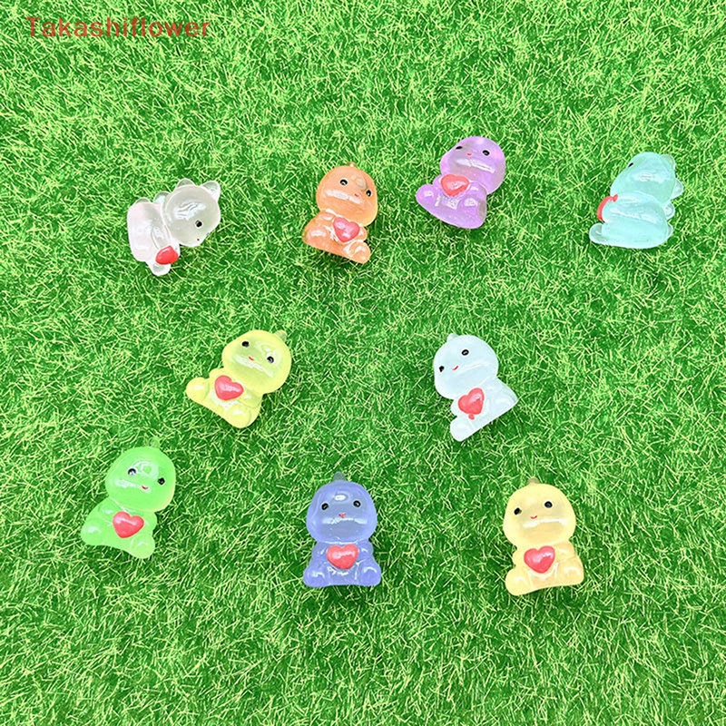 Bộ 5 Mô Hình Khủng Long Mini Bằng Resin Màu Dạ Quang Dễ Thương Trang Trí Thủ Công DIY