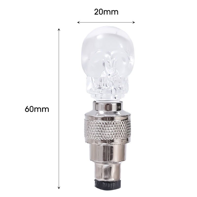 2 Nắp Van Bánh Xe Đạp / Xe Máy Cảm Biến Chuyển Động Hình Đầu Lâu Có Đèn LED Chống Bụi