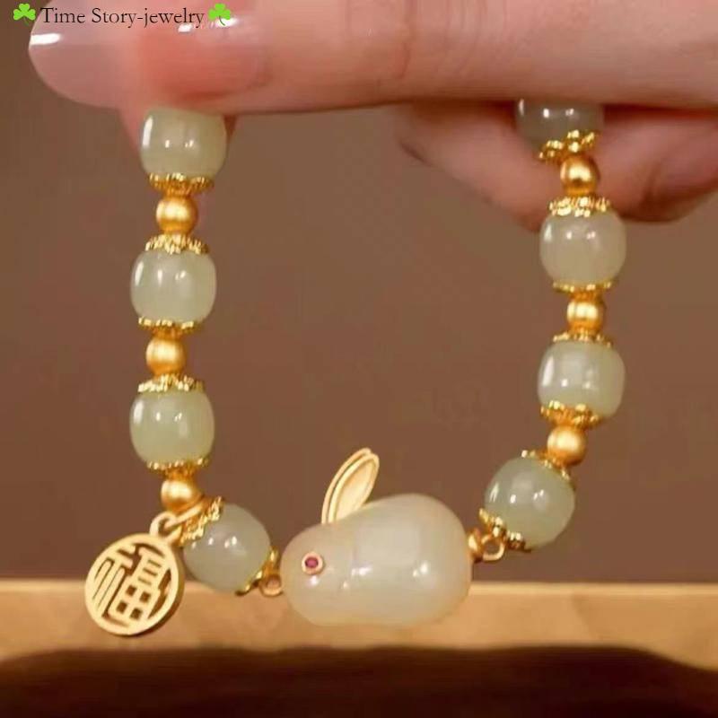 Vòng Tay Thiết Kế Mặt Hình Thỏ Nhỏ Thiết Kế Mới Thời Trang Theo Phong Cách Trung Hoa Cho Nữ