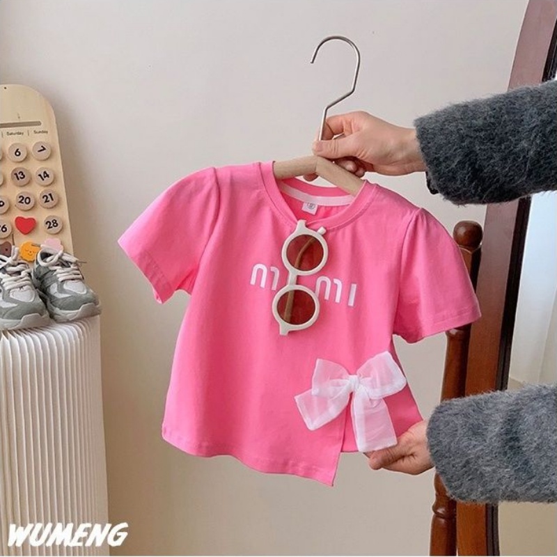 Áo Thun Cotton Trắng Tay Ngắn Thời Trang Mùa Hè 2023 Dành Cho Bé Gái