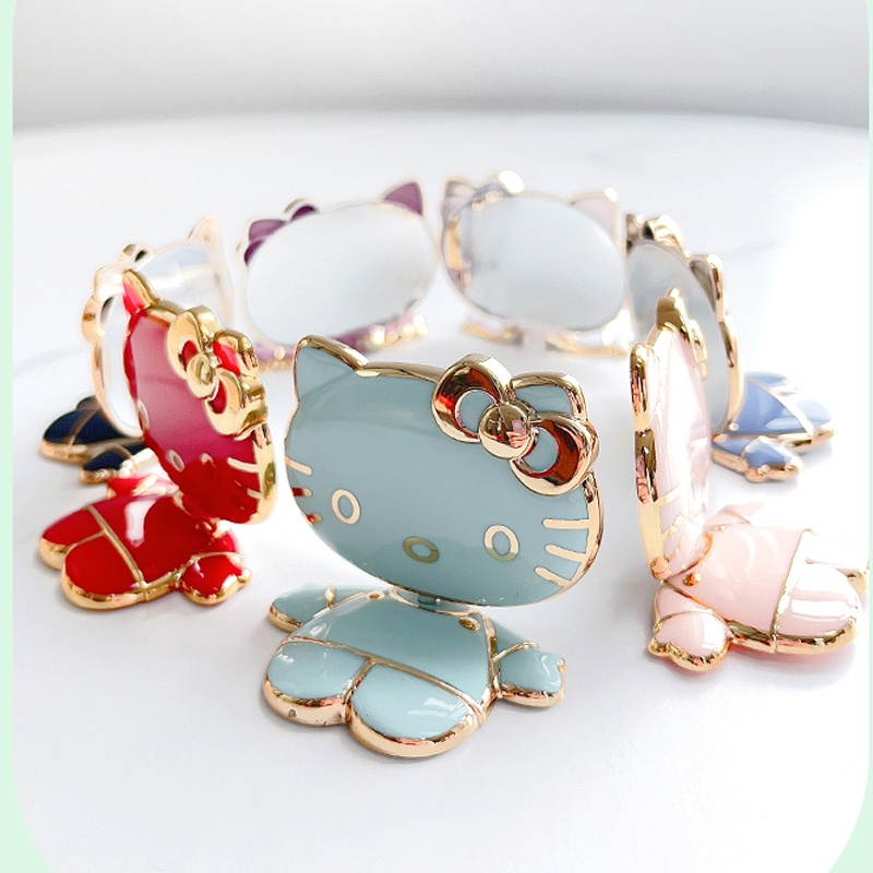 Giá Đỡ Điện Thoại Có Gương Trang Điểm Xoay Được Hình Mèo Kitty Đáng Yêu