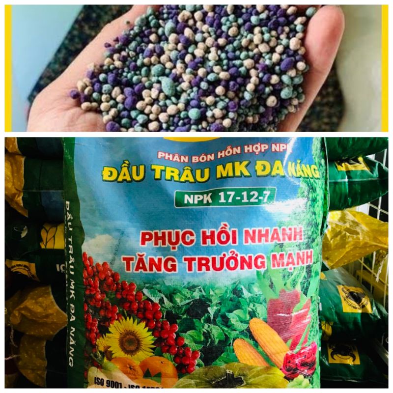 Xé lẻ 1kg Phân bón đầu trâu NPK 17-12-7 đa năng 3 màu_Phục hồi nhanh, thúc rễ, mầm, lá, hoa, củ, quả phát triển mạnh