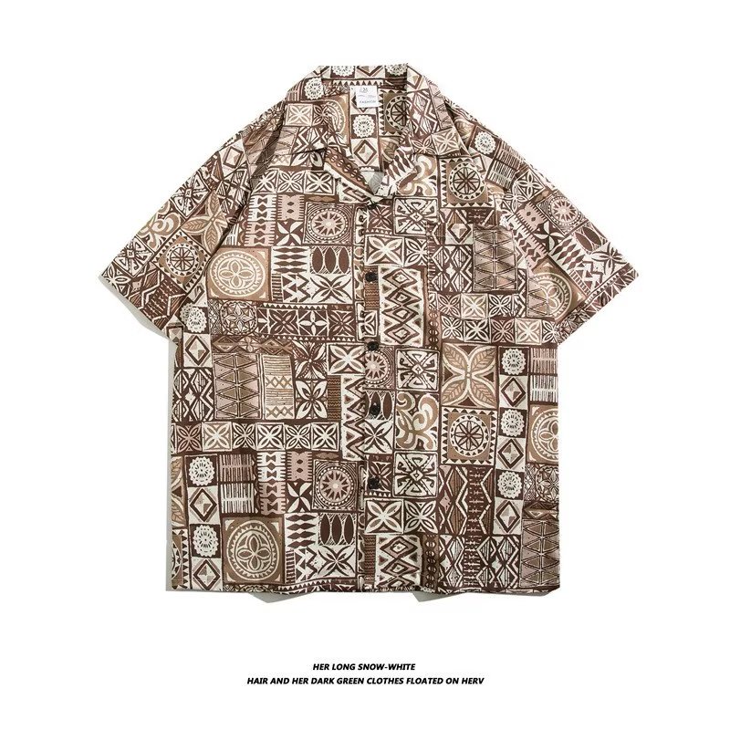 Áo Sơ Mi Ngắn Tay Họa Tiết Hình Học Sang Trọng Phong Cách Hàn Quốc Cho Nam Đi Biển Mùa Hè 2023