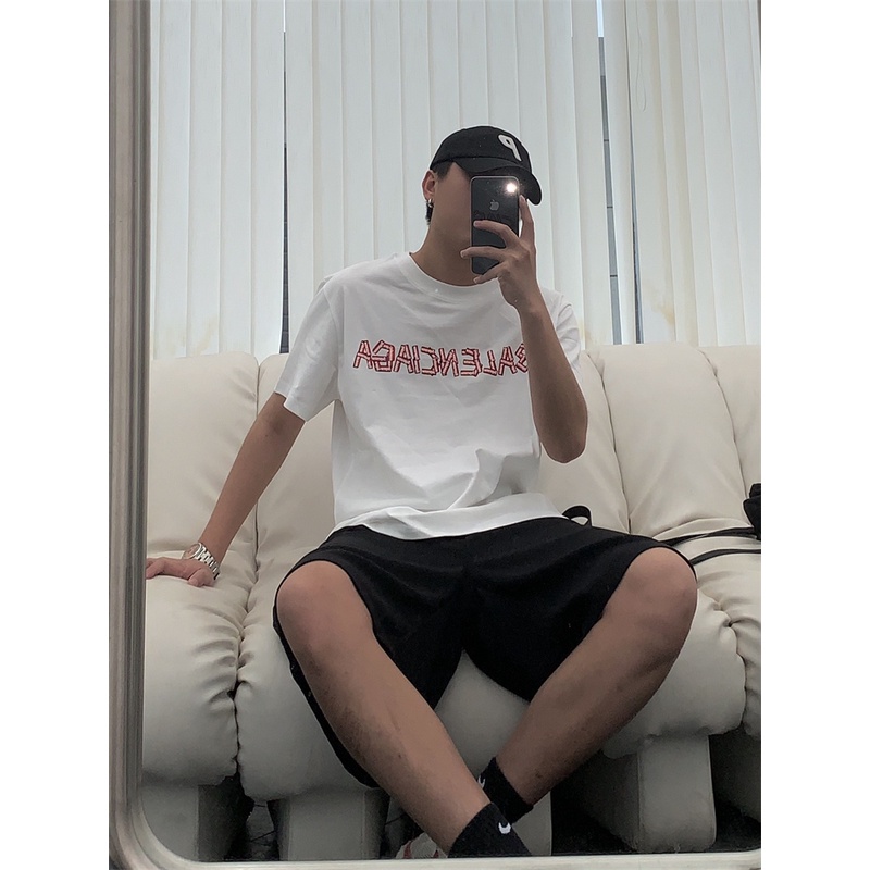 Áo Thun Unisex Tay Ngắn In Chữ Ba-Llen8Uia Xsu-me88- Thời Trang Đường Phố 2023 F-a-ll