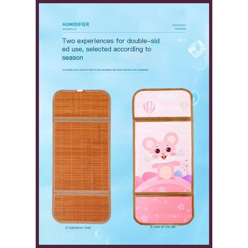 Đệm Lót Ghế Ngồi Bằng Tre Lụa Mát Hai Mặt Thoáng Khí Họa Tiết Hoạt Hình Dễ Thương Phù Hợp Cho Mùa Hè