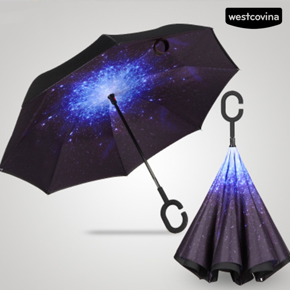 [COD]☁Dù Đứng Hai Lớp Chống Tia UV Chống Gió Hình Chữ C Có Tay Cầm Tiện Lợi Dành Cho Nữ