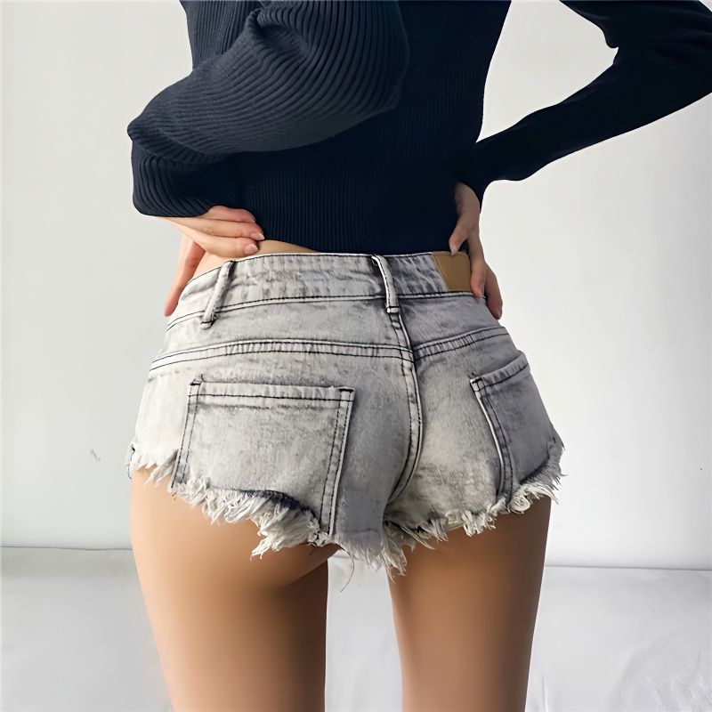 Quần Short denim Lưng Thấp Mẫu Mới 2023 Phong Cách Mỹ Cho Nữ