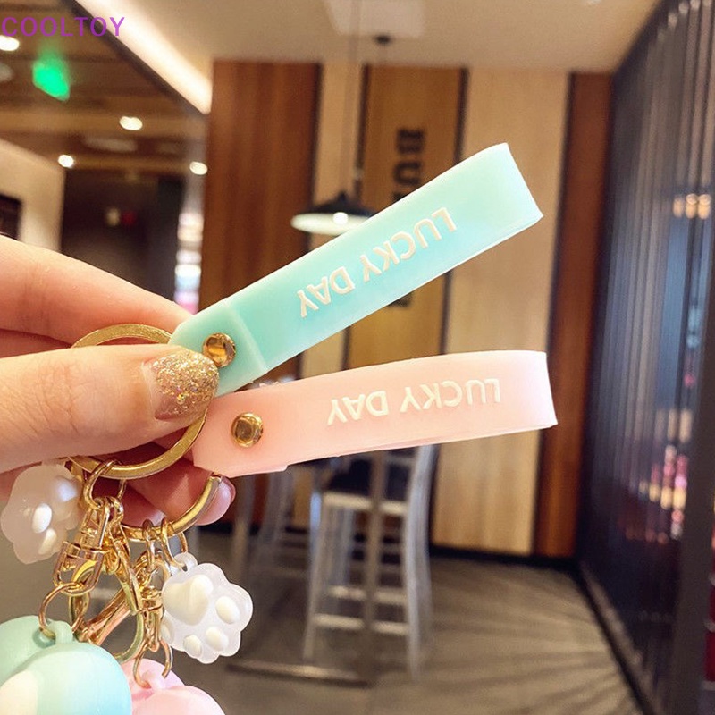 Móc Chìa Khóa Bằng Cao Su Pvc Mềm Hình Chân Mèo Hoạt Hình Chống Thất Lạc Cho Xe Hơi