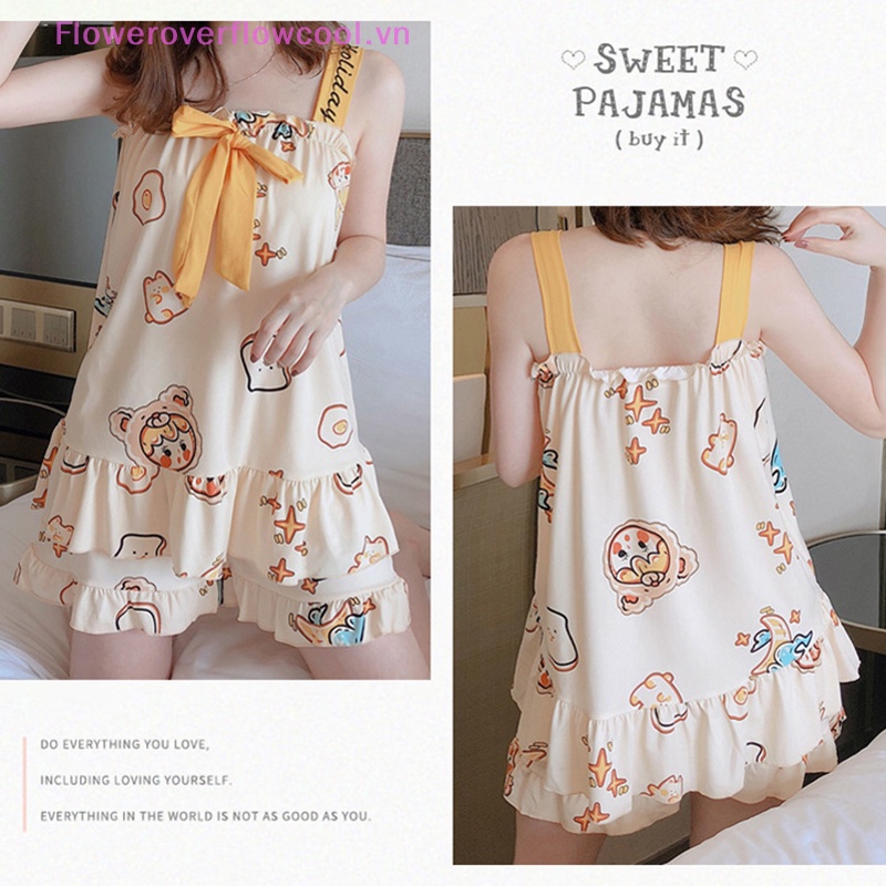 FOFC Young Girl Summer Sleepwear Sling Tops+Shorts Sexy Pajama Set Cute Printed Women's Home Wear HOT