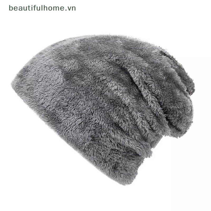 [beautifulhome] Mũ Beanie Cotton Dày Dặn Giữ Ấm Mùa Đông Thời Trang Unisex [beauty]