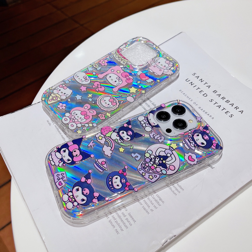 Ốp Điện Thoại TPU Dẻo Trong Suốt Họa Tiết Hoạt Hình Mèo Kuromi Dễ Thương Chống Sốc Cho iPhone 12 13 14 Pro Max