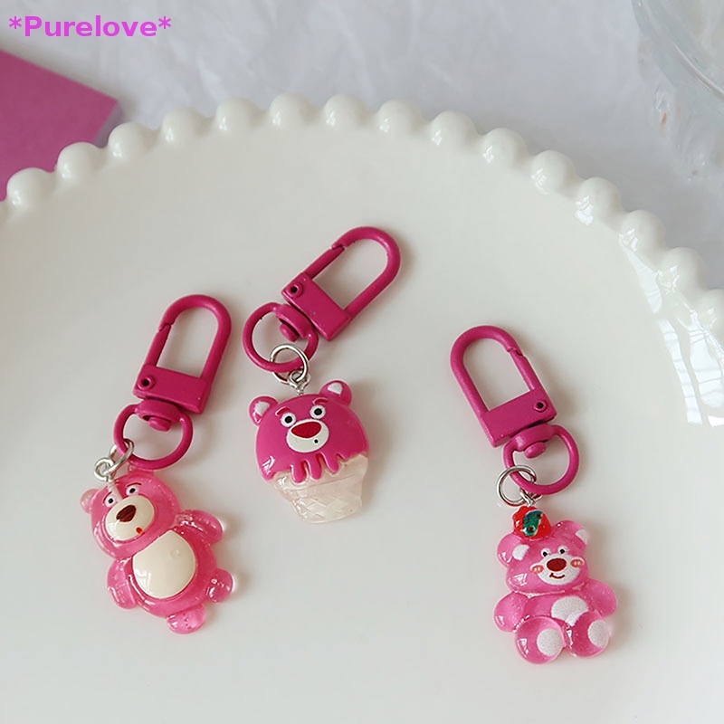 Móc Khóa Hình Gấu Và Dâu Tây Dễ Thương Mới