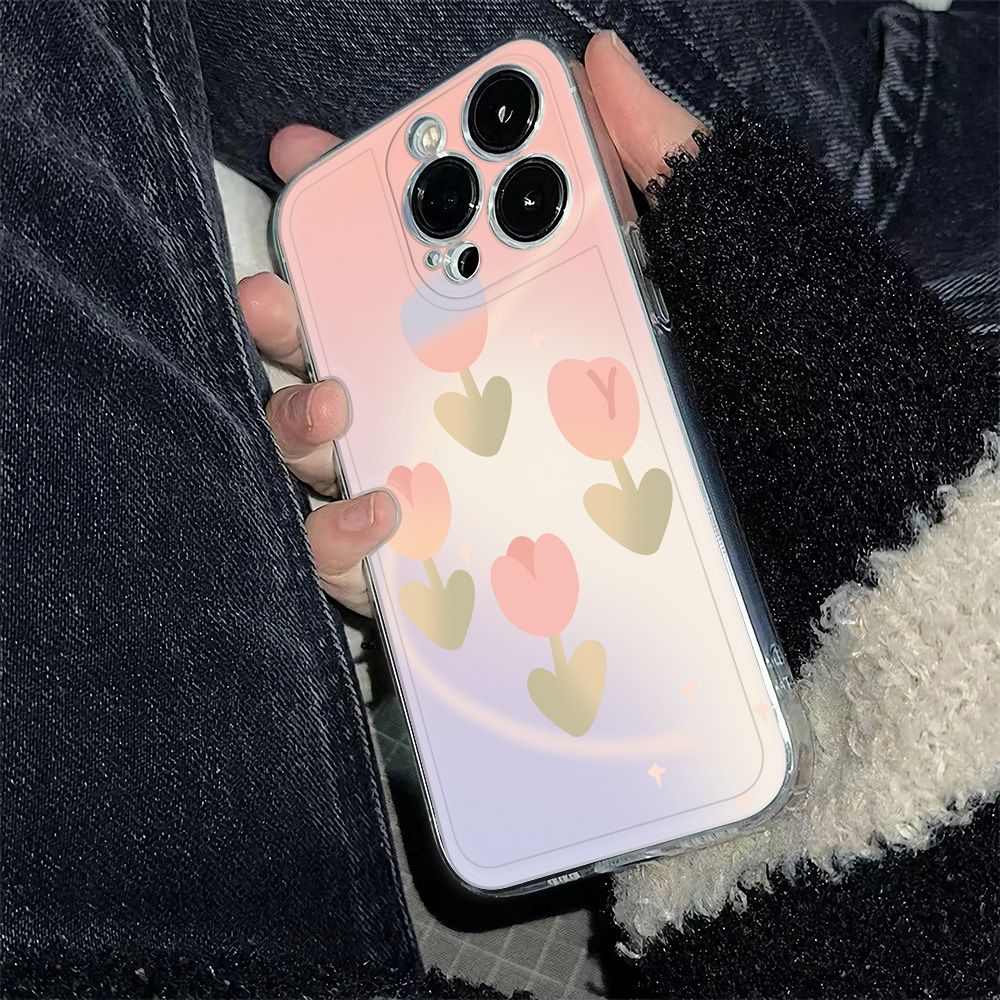 ✅Ốp Điện Thoại Mềm Chống Sốc Họa Tiết Hoa Tulip Đơn Giản Cho Iphone 78 14pro 13116ins Plus 12 Max Mty 8