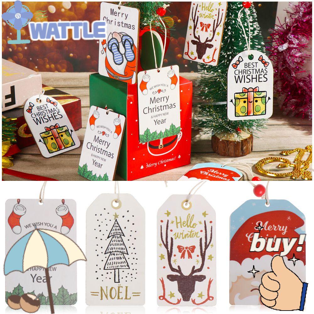 Set 2 Phụ Kiện Treo Trang Trí Cây Thông Giáng Sinh Bằng Gỗ Hình Người Tuyết / Tuần Lộc / Ông Già Noel