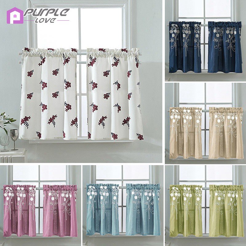 Rèm Cửa Trang Trí Kiểu Ngắn Họa Tiết Hoa Xinh Bắt Mắt