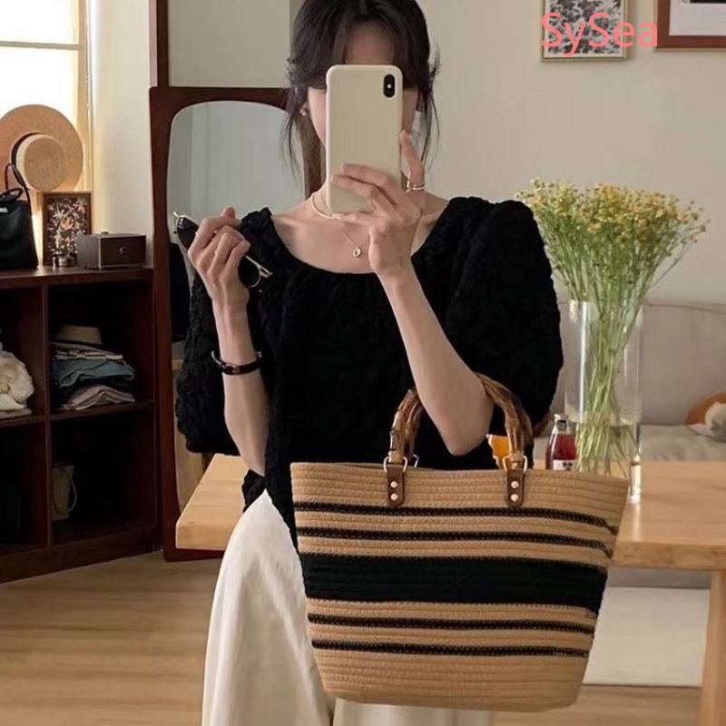 Áo Kiểu Tay Ngắn Cổ Vuông Thời Trang Hè Phong Cách Pháp Cho Nữ