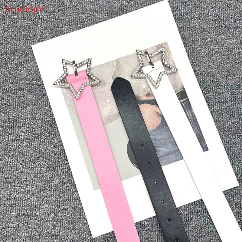 [ErudingV] Thắt Lưng Da PU Màu Hồng Đính Ngôi Sao Năm Cánh Bằng Kim Loại Cho Nữ [Mới]